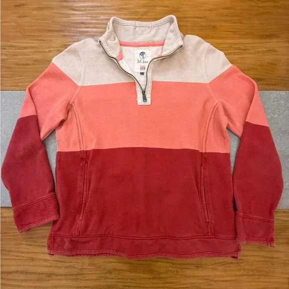 Fat Face The Airlie 1/4 Zip Sweatshirt Coral Pink Colorblock Size 8 - Picture 2 of 15